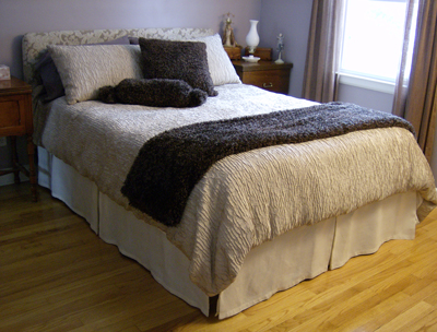 Custom client supplied fabrics on bedding